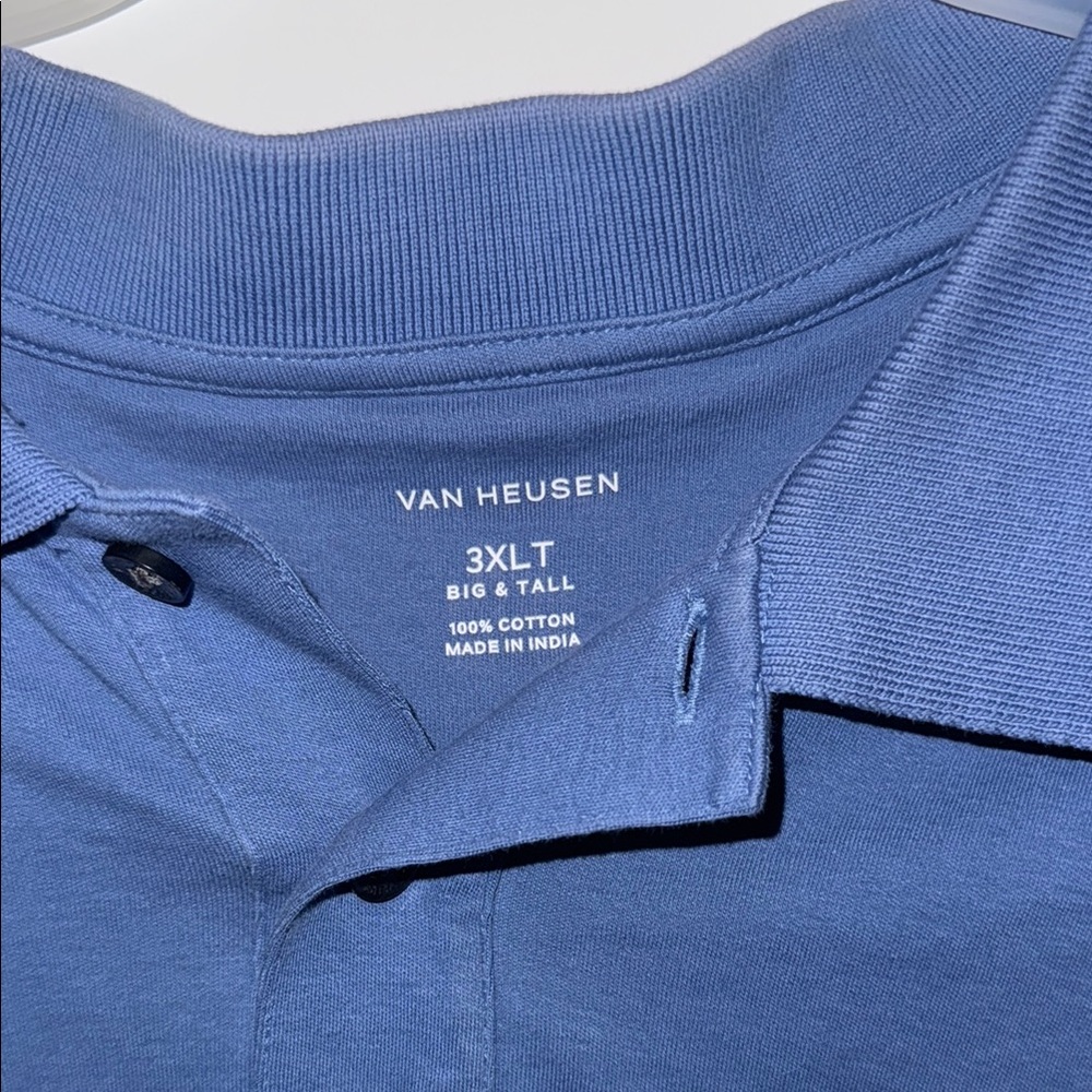Van Heusen Blue Polo Shirt Classic Knit Short Sleeve - Picture 2 of 2